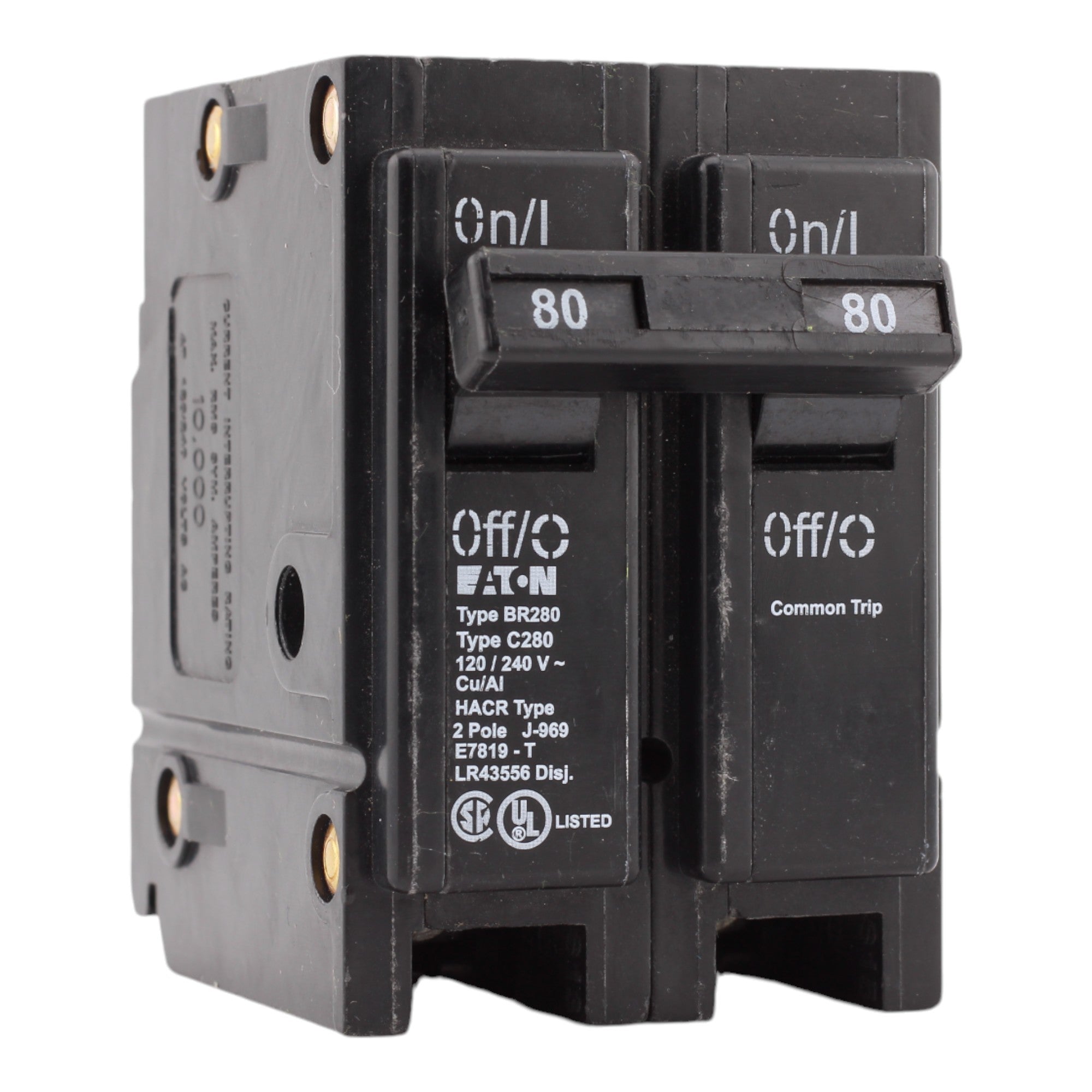 Eaton BR280 80 Amp Double Pole 240V Plug-In Standard Trip Circuit Breaker UL