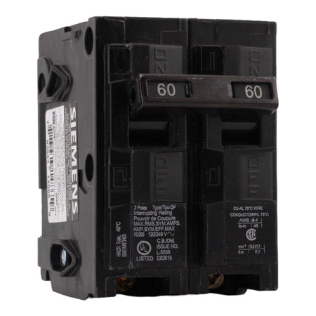 Siemens Q260 60 Amp Double Pole 240V Plug-In Standard Trip Circuit Breaker UL