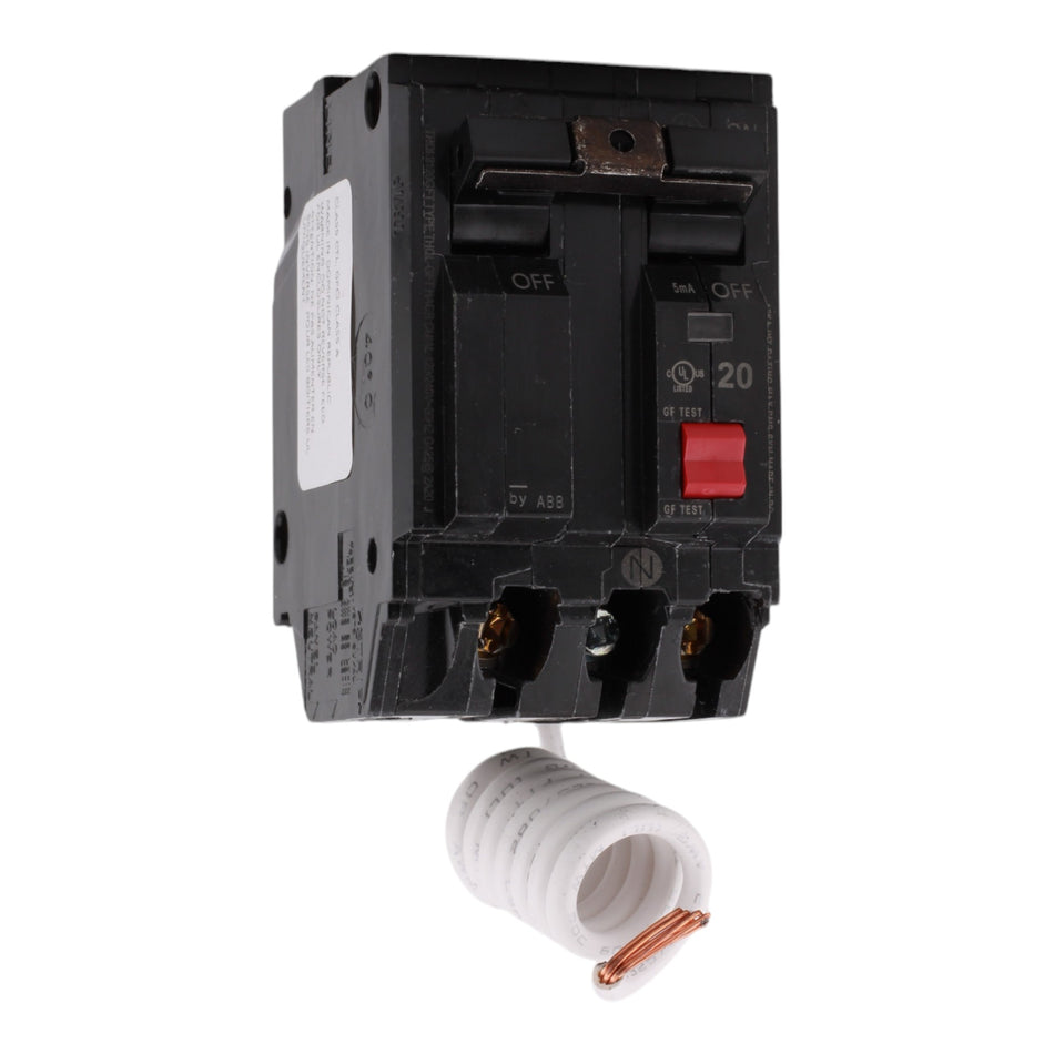 GE THQL2120GFTP 20 Amps 120/240 Volts Two-Pole GFCI Circuit Breaker Pigtail Connection for Load Centers