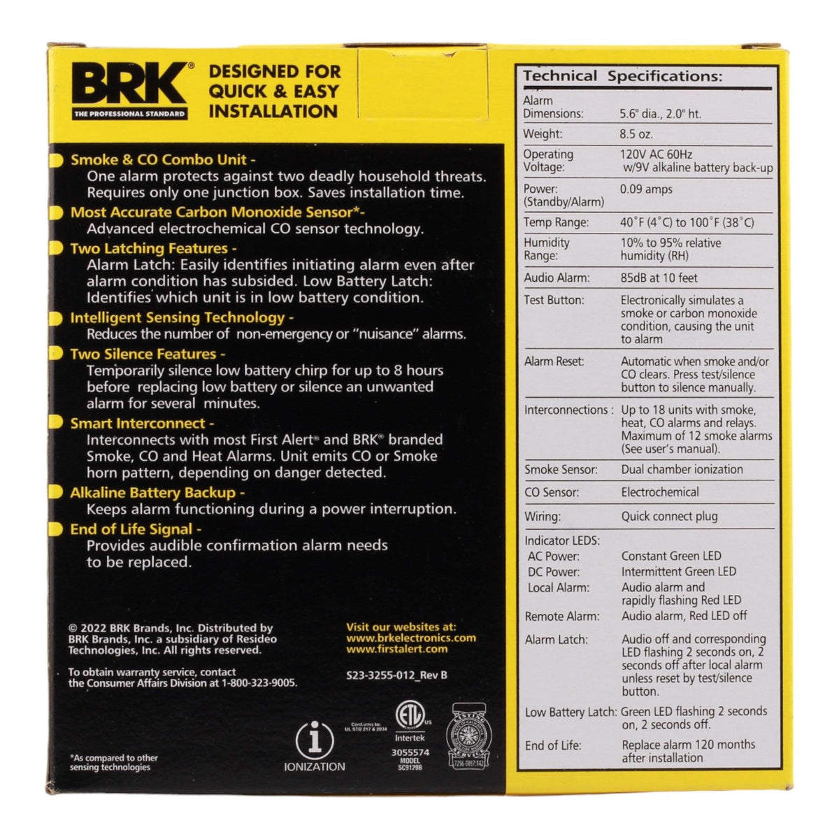 BRK SC9120B Hardwired Smoke and Carbon Monoxide Alarm with Battery Backup