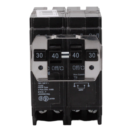 Eaton BQ230240 30/40 Amp Quad Circuit Breaker - Standard Trip, 120/240V, Plug-On, UL Listed