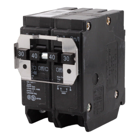 Eaton BQ230240 30/40 Amp Quad Circuit Breaker - Standard Trip, 120/240V, Plug-On, UL Listed