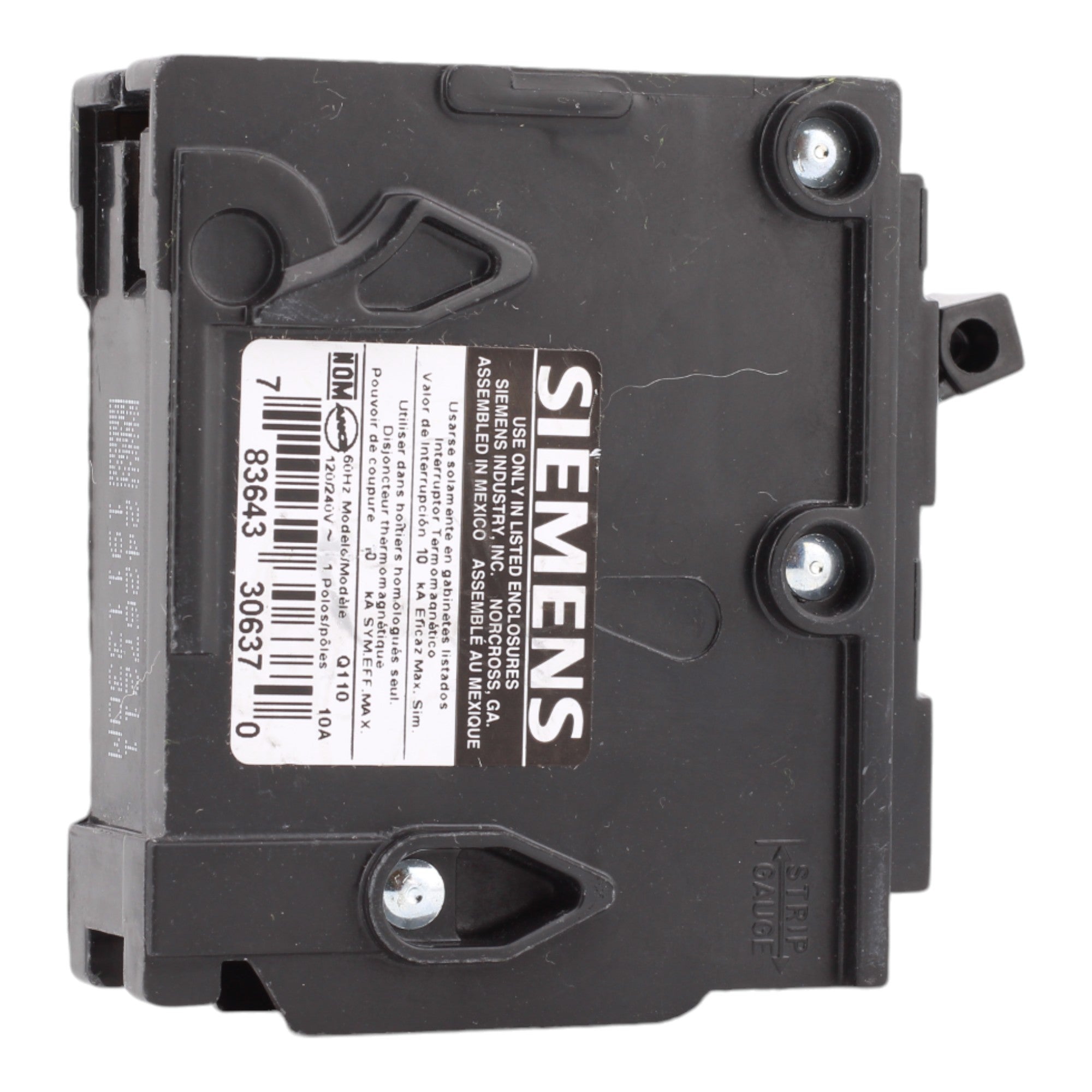 Siemens Q110 10 Amp Single Pole 120V Plug-In Standard Trip Circuit Breaker UL