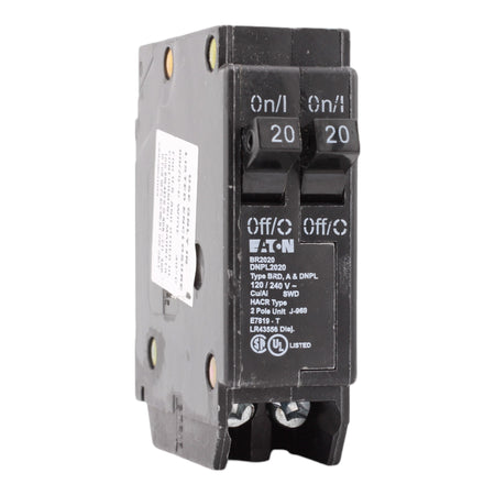 Eaton BR2020 20 Amp Double Pole 240V Plug-In Standard Trip Circuit Breaker UL