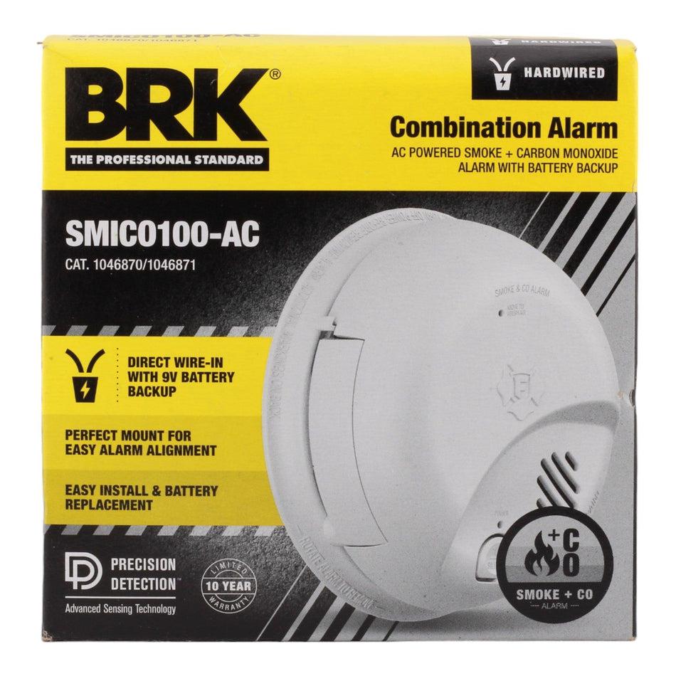 BRK SMICO100-AC 120V AC/DC Hardwired Smoke and Carbon Monoxide Alarm with Battery Backup - RES LLC Store