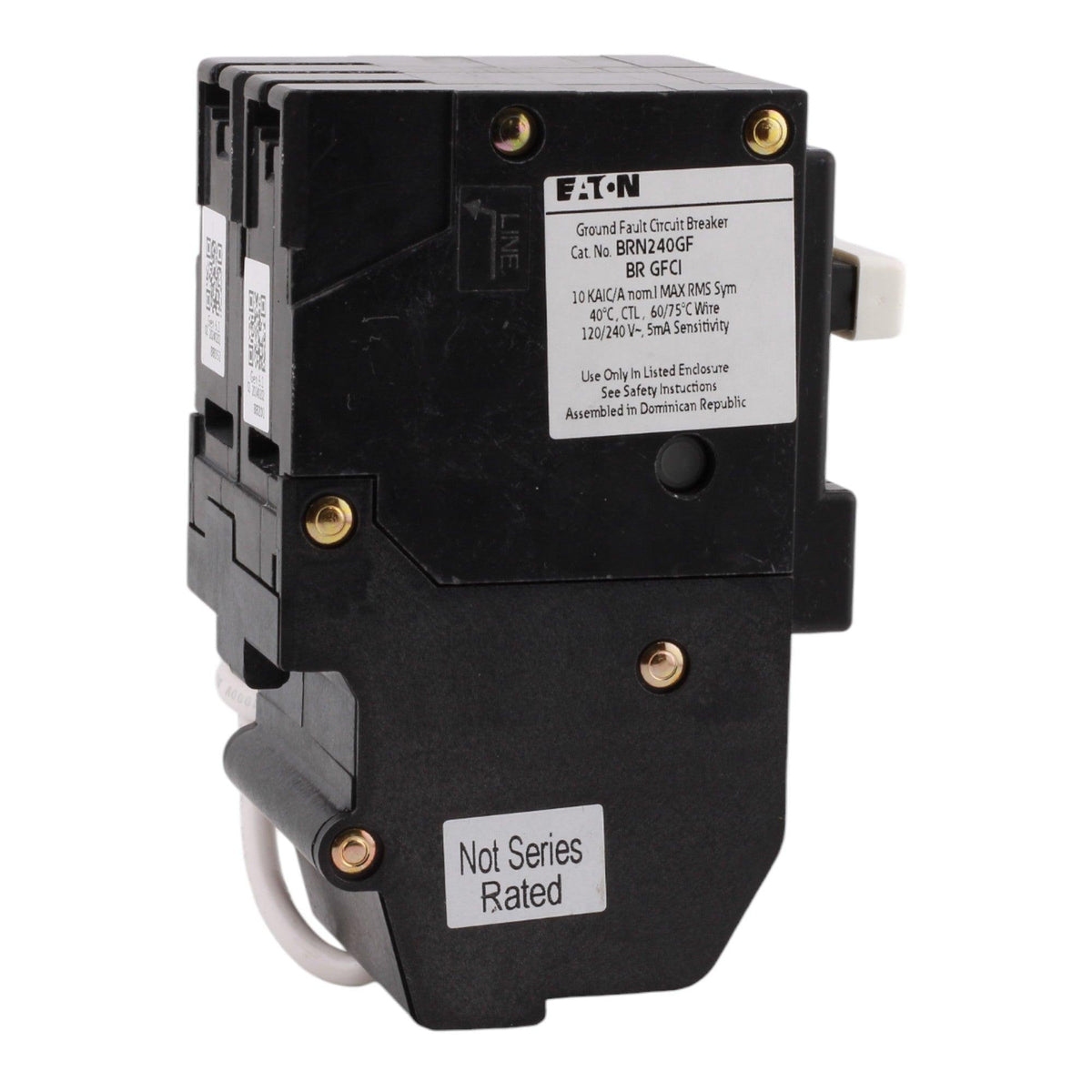 Eaton BRN240GF 40 Amp Double Pole 240V Pigtail-Neutral GFCI Ground Fault Circuit Breaker UL