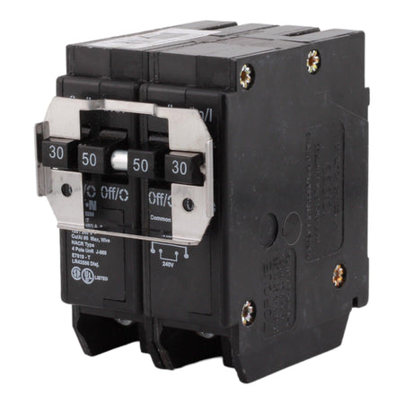 Eaton BQC230250 30/50 Amp Quad Circuit Breaker - Standard Trip, 120/240V, Plug-On, UL Listed