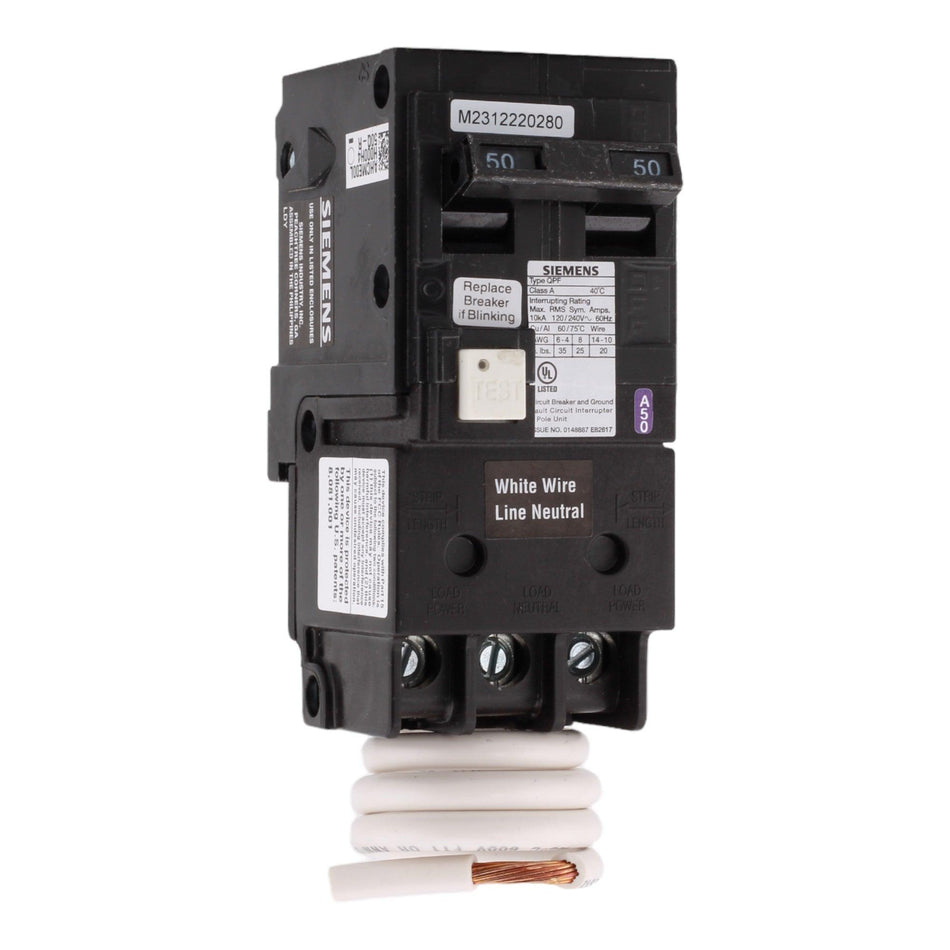 Siemens QF250A 50 Amp Double Pole 240V Pigtail-Neutral GFCI Ground Fault Circuit Breaker UL - RES LLC Store