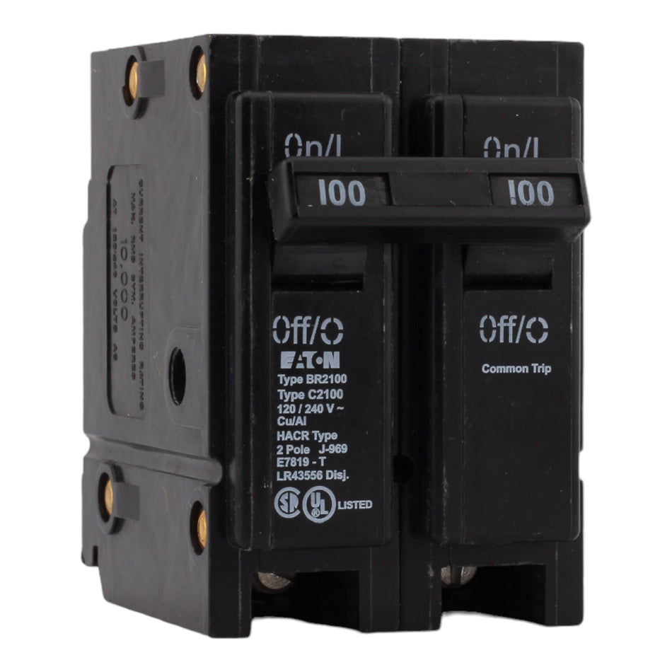 Eaton BR2100CS 100 Amps 120/240 Volts Two-Pole Thermal Magnetic Circuit Breaker for Type BR Loadcenters