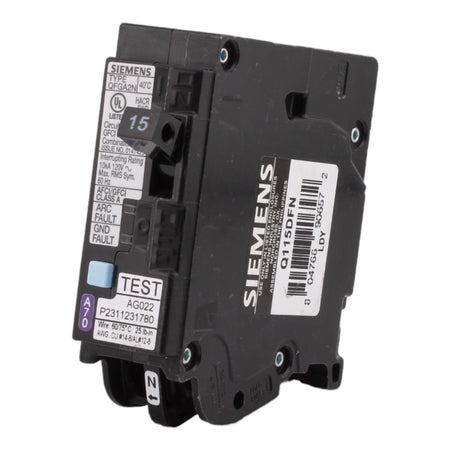 Siemens Q115DFN 15 Amp Single Pole 120V Plug-On Neutral AFCI/GFCI Dual Function Circuit Breaker UL