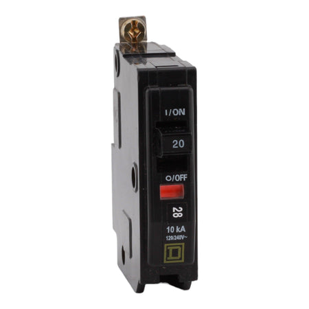 Square D QOB120 20 Amp Single Pole Circuit Breaker - 120 Volt, Bolt-On, UL Listed