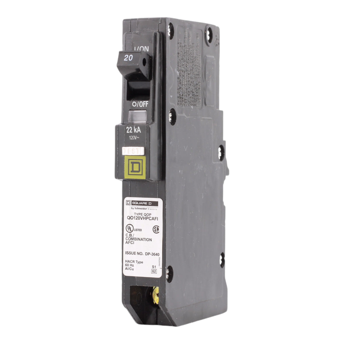 Square D QO120VHPCAFI 20 Amp Single Pole 120V Plug-On Neutral AFCI Arc Fault Circuit Breaker UL