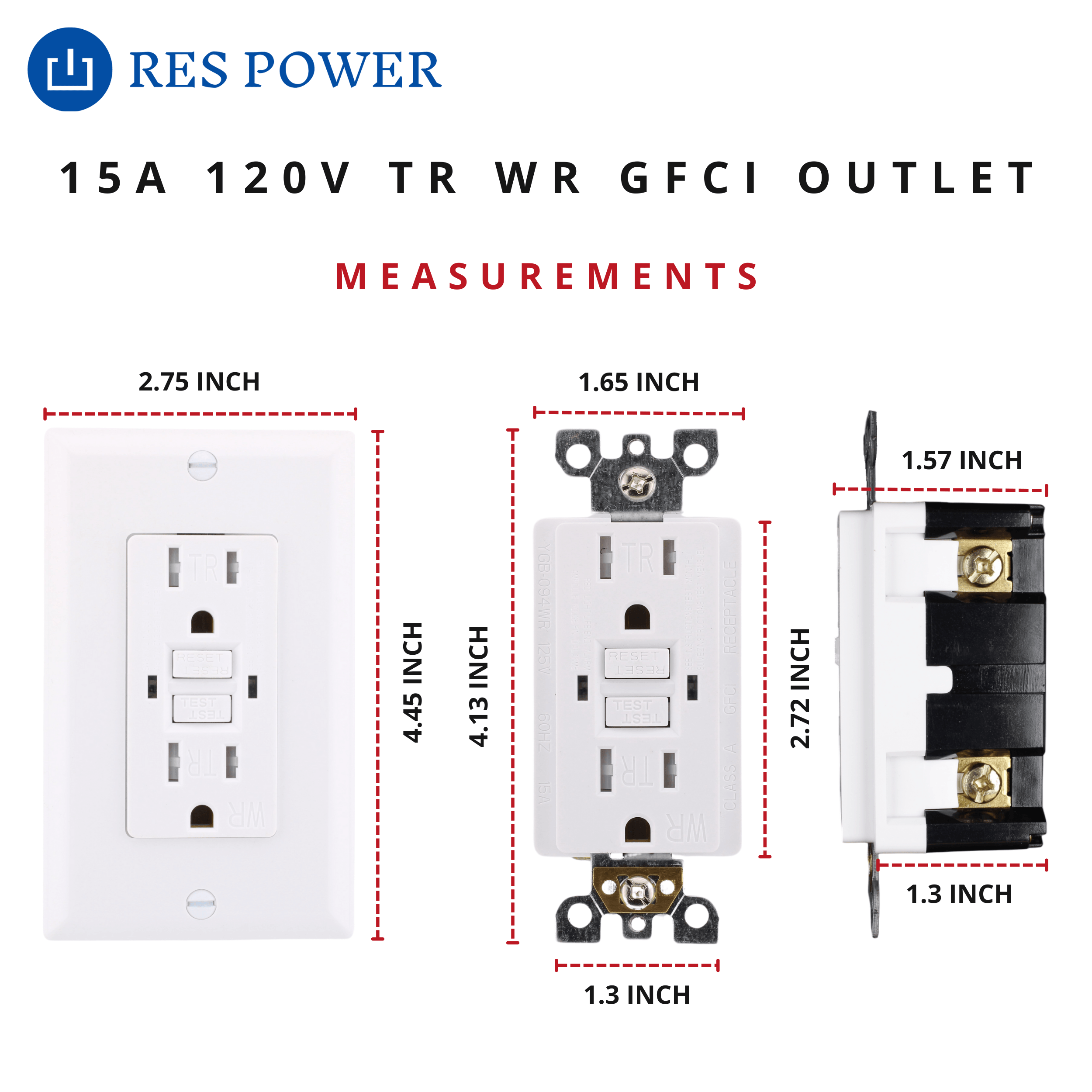 RES POWER RESGF15TWR 15A 120V Tamper/Weather Resistant GFCI Outlet