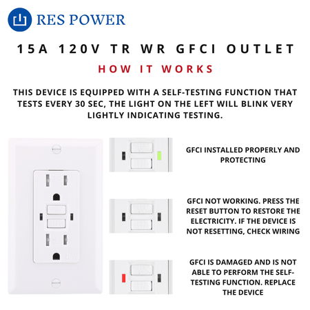 RES POWER RESGF15TWR 15A 120V Tamper/Weather Resistant GFCI Outlet