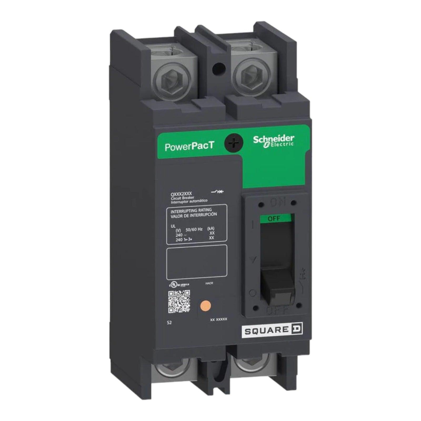 Square D QDL22200 Circuit breaker PowerPacT Q, 200A, 2 pole, 240VAC, 25kA, lugs, thermal magnetic, 80%