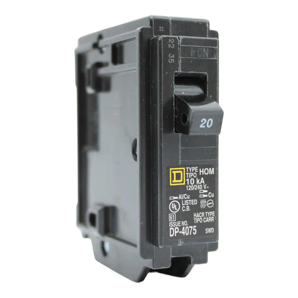 Square D HOM120 Circuit Breaker 20 Amps 120 Volts 1 Pole Plug in UL Listed - RES LLC Store